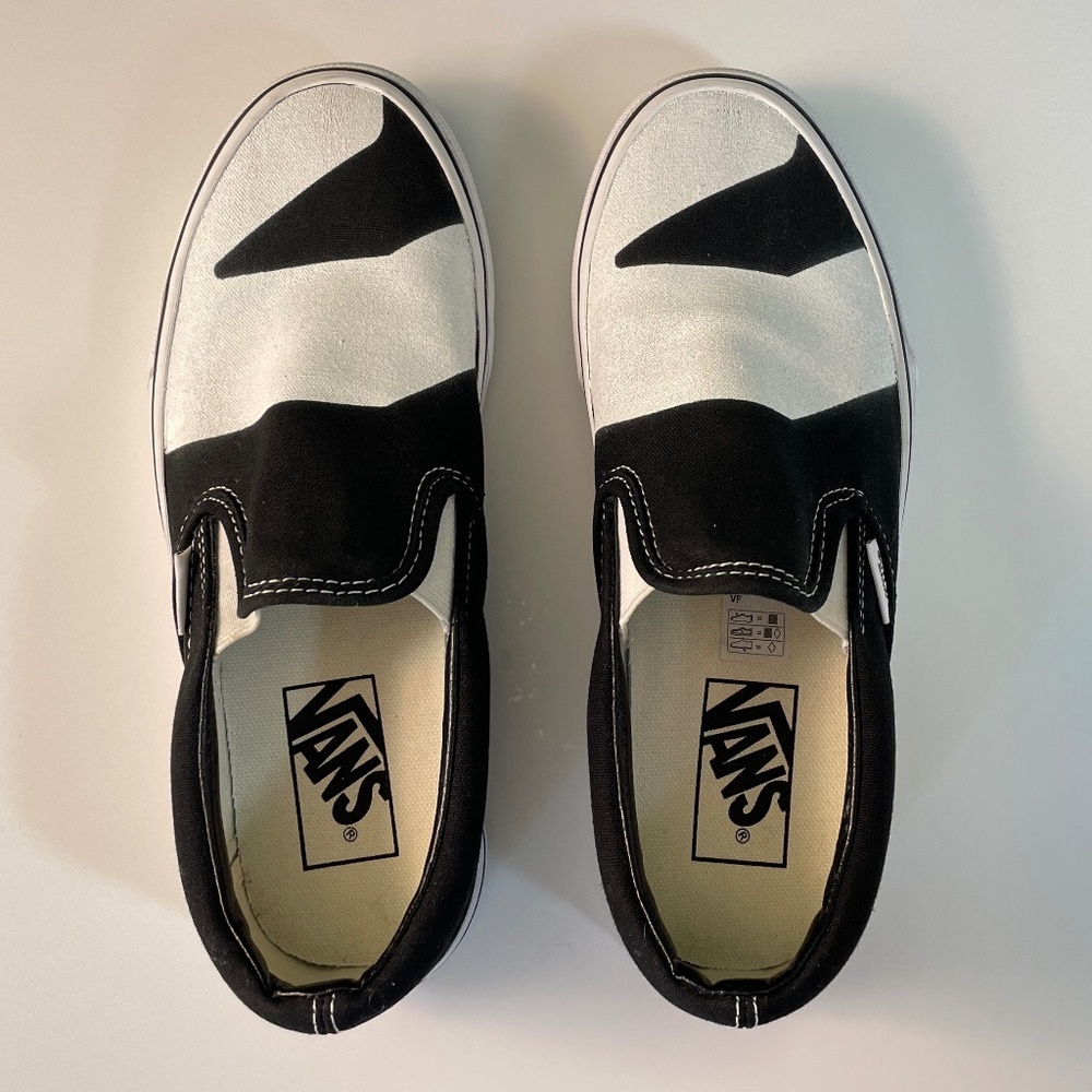 NEW! Vans Classic Slip-On x Autodesk Custom Abstract Black & White Women's 6.5